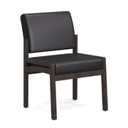 OfficeSource Baker Single Seat with Half Arm - Espresso Frame - Black PU Leather