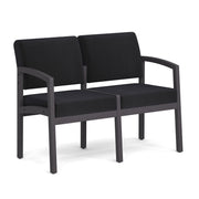 OfficeSource Baker 2-Seater with Half Arm - Coastal Gray Frame - Black Fabric
