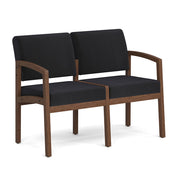 OfficeSource Baker 2-Seater with Half Arm - Modern Walnut Frame - Black Fabric