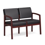 OfficeSource Baker 2-Seater with Half Arm - Modern Walnut Frame - PU Leather