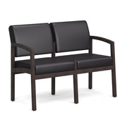 OfficeSource Baker 2-Seater with Half Arm - Espresso Frame - Black PU Leather