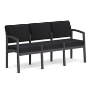 OfficeSource Baker 3-Seater with Half Arm - Coastal Gray Frame - Black Fabric