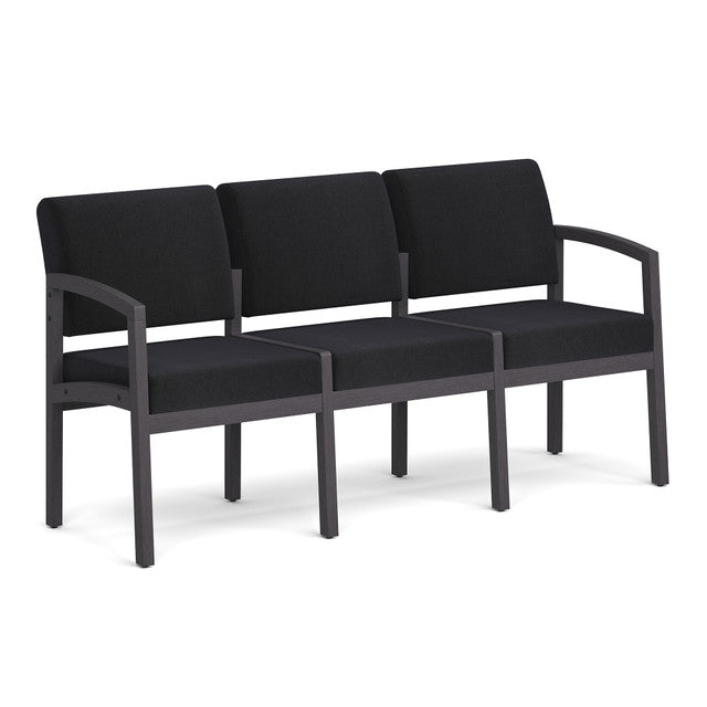 OfficeSource Baker 3-Seater with Half Arm - Coastal Gray Frame - Black Fabric