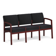 OfficeSource Baker 3-Seater with Half Arm - Mahogany Frame - Black Fabric