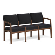 OfficeSource Baker 3-Seater with Half Arm - Modern Walnut Frame - Black Fabric