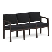 OfficeSource Baker 3-Seater with Half Arm - Espresso Frame - Black Fabric