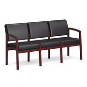 OfficeSource Baker 3-Seater with Half Arm - Mahogany Frame - PU Leather