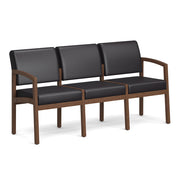 OfficeSource Baker 3-Seater with Half Arm - Modern Walnut Frame - PU Leather