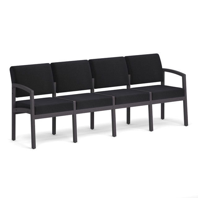 OfficeSource Baker 4-Seater with Half Arm - Coastal Gray Frame - Black Fabric