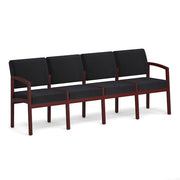 OfficeSource Baker 4-Seater with Half Arm - Mahogany Frame - Black Fabric