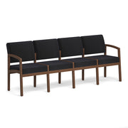 OfficeSource Baker 4-Seater with Half Arm - Modern Walnut Frame - Black Fabric