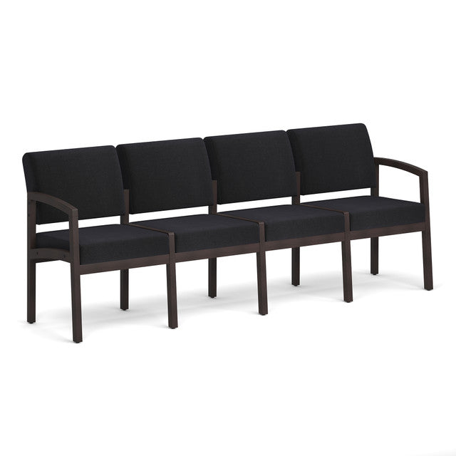 OfficeSource Baker 4-Seater with Half Arm - Espresso Frame - Black Fabric