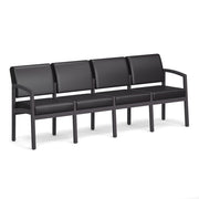 OfficeSource Baker 4-Seater with Half Arm - Coastal Gray Frame - Black PU Leather