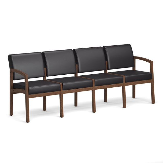 OfficeSource Baker 4-Seater with Half Arm - Modern Walnut Frame - PU Leather