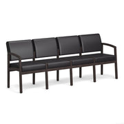 OfficeSource Baker 4-Seater with Half Arm - Espresso Frame - Black PU Leather