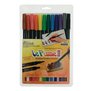 Uchida Le Plume II Double-Ended Watercolor Marker Set  12-Colors  Primary