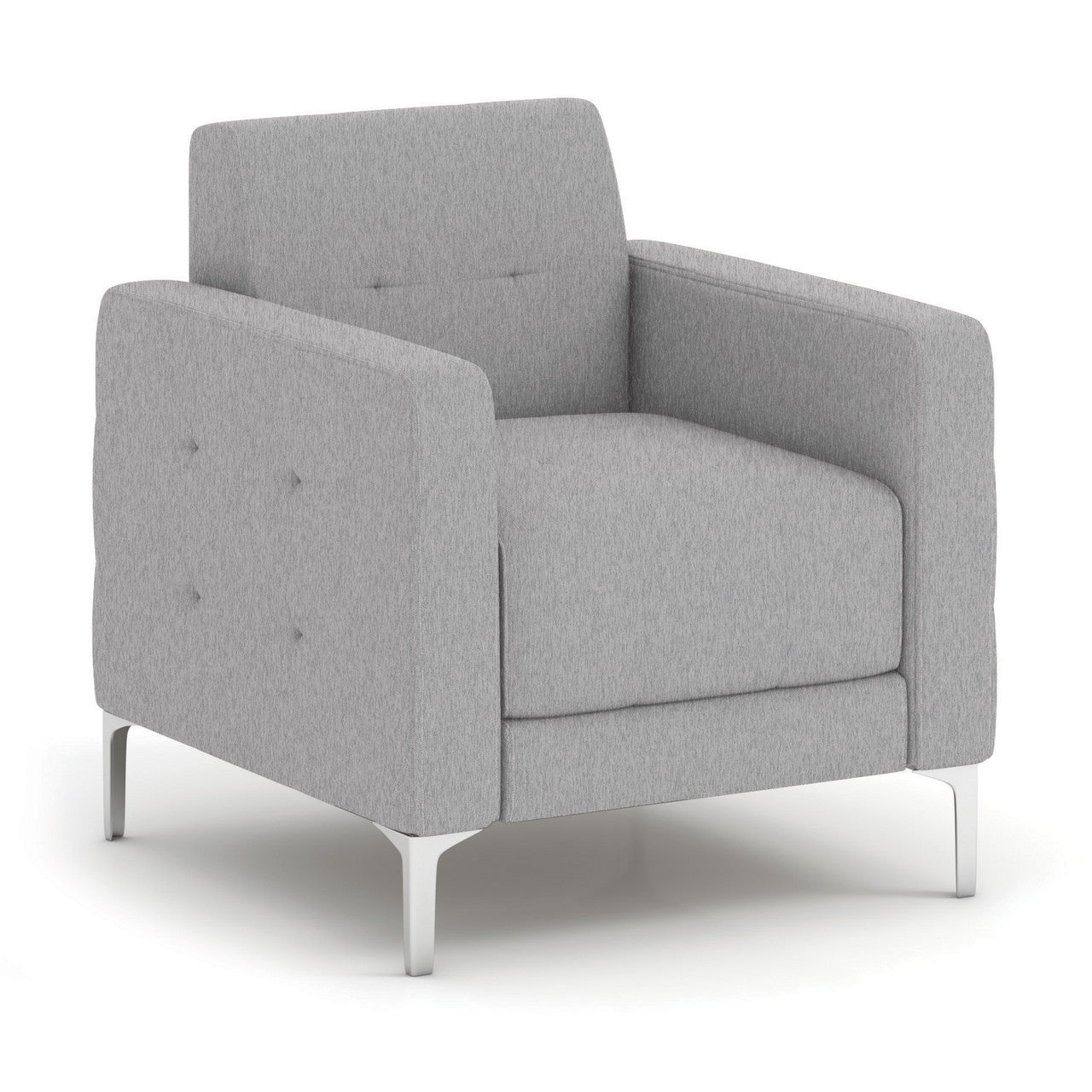 OfficeSource Draper Club Chair with Silver Metal Legs - Light Gray
