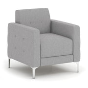 OfficeSource Draper Club Chair with Silver Metal Legs - Light Gray