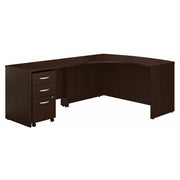 Bush Business Furniture Series C Left Handed L Shaped Desk with Mobile File Cabinet in Mocha Cherry - 58.86" Width x 78.3" Depth x 29.84" Height