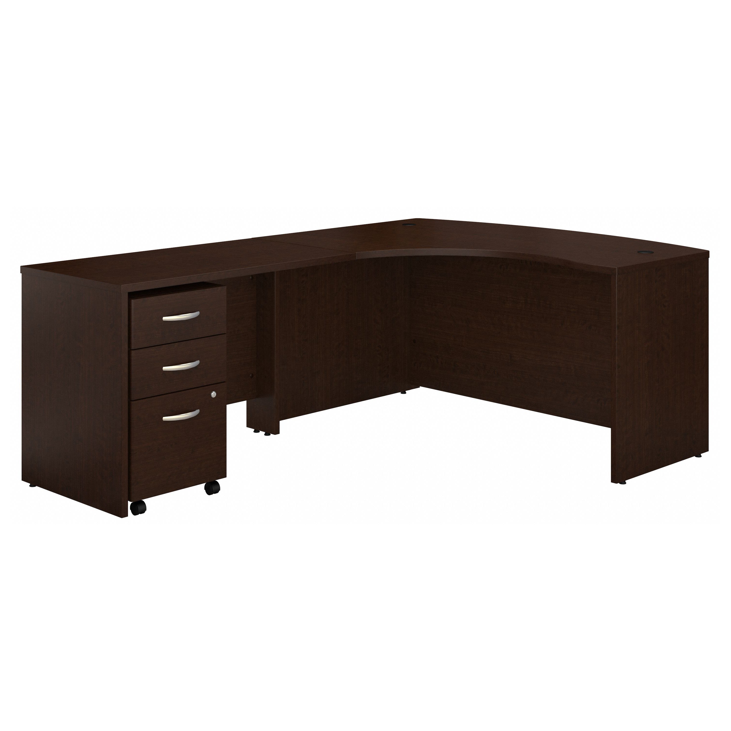 Bush Business Furniture Series C Left Handed L Shaped Desk with Mobile File Cabinet in Mocha Cherry - 58.86" Width x 78.3" Depth x 29.84" Height
