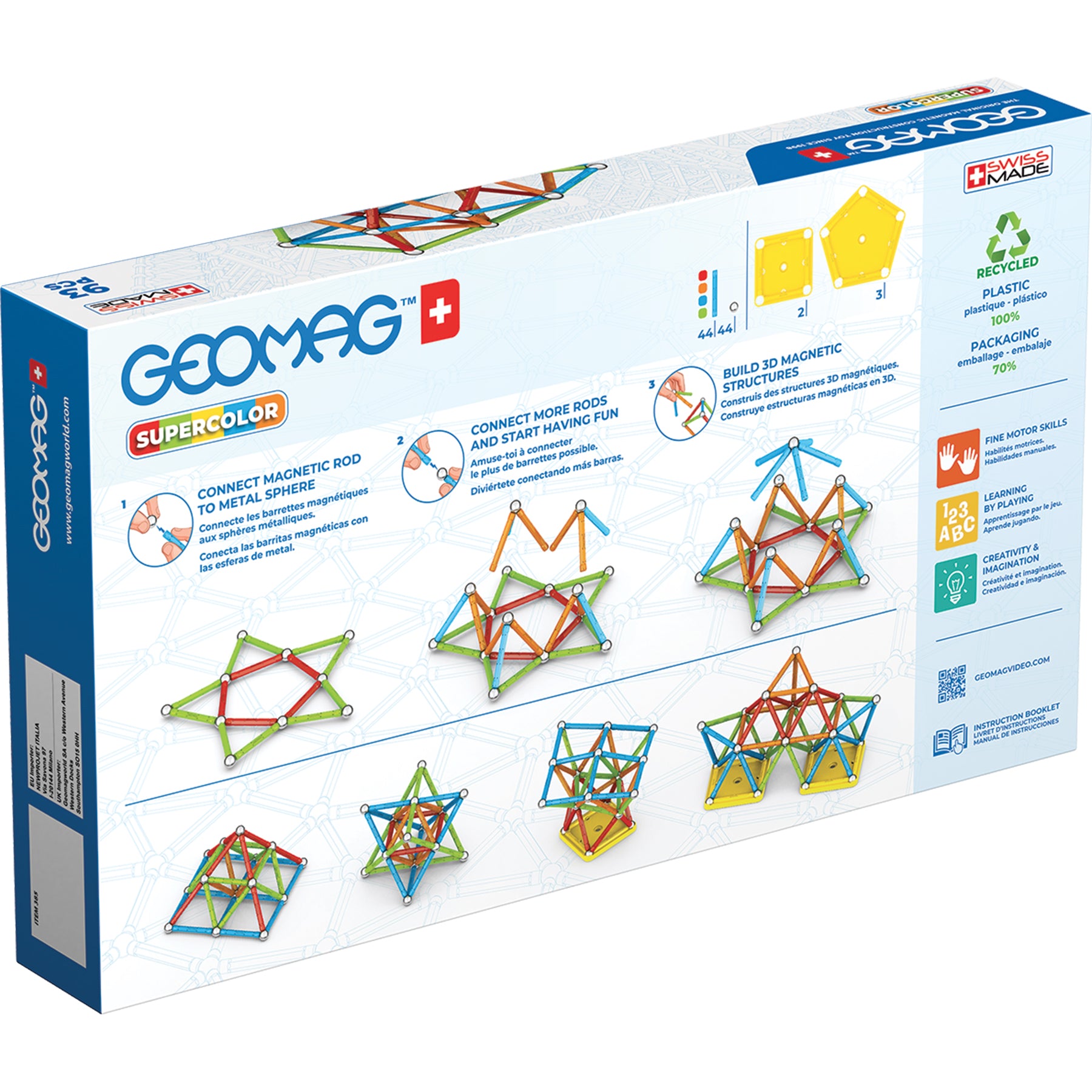 Geomag™ Supercolor Recycled Magnetic Building Set, 93 Pieces