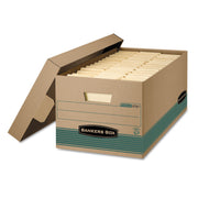 Bankers Box STOR/FILE Recycled File Storage Box, Letter Size, Lift-off Lid, Medium Duty, Stackable, Kraft/Green, 12 Boxes per Carton