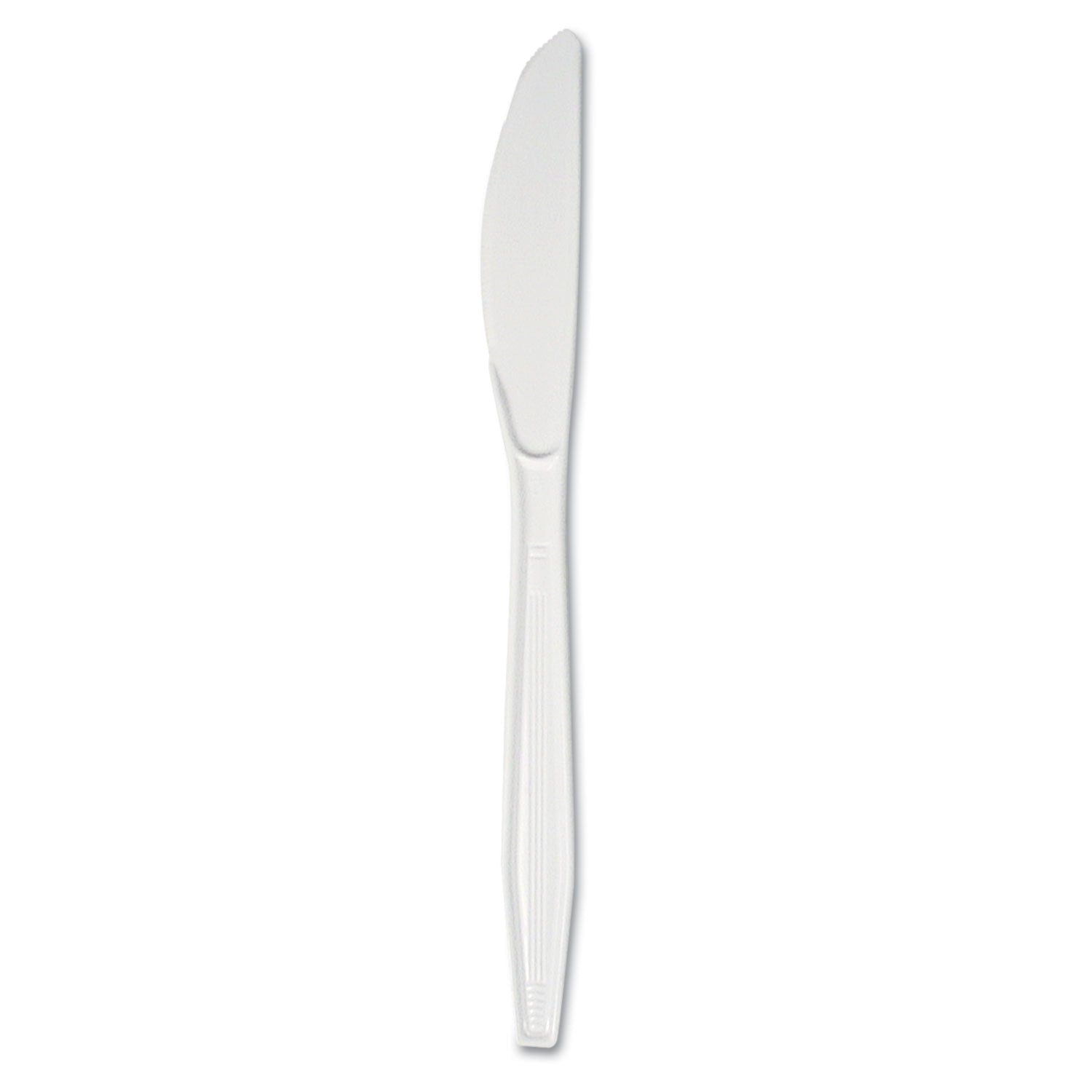 Mediumweight Polystyrene Cutlery, Knife, Plastic, White, 100/Box, 10 Boxes/Carton