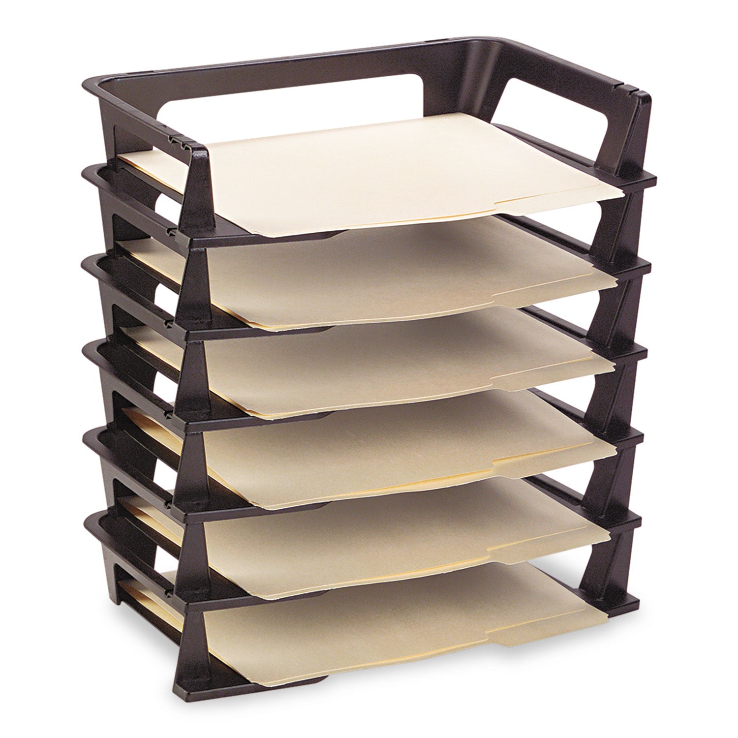 6 Tier(s) - 2.75" Height x 15.25" Width x 9.12" Depth - Desktop - Stackable, Collapsible - 70% Recycled - Black - Plastic - 1 Box