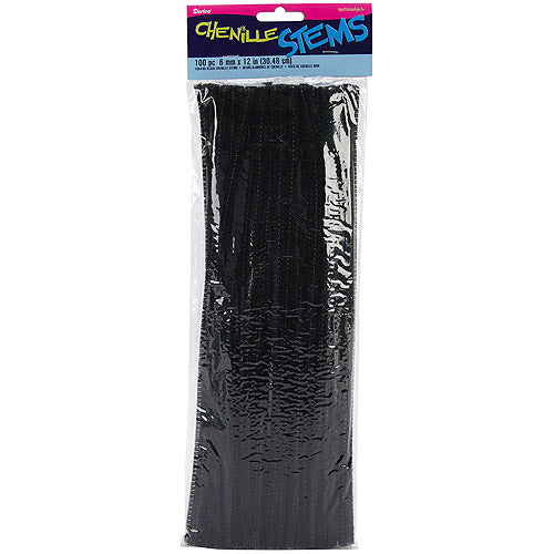 Darice Chenille Stems - Pipe Cleaners - Black - 0.24  Diameter - 12  Length - 100/ Pack
