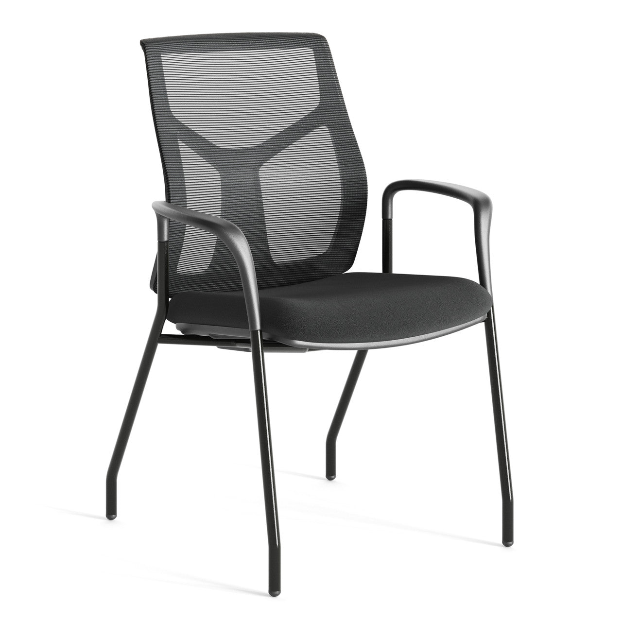 OfficeSource Starlight Executive Guest Chair with Black Frame - Black Fabric