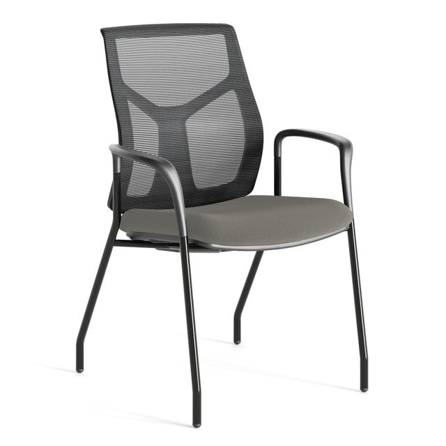 OfficeSource Starlight Executive Guest Chair with Black Frame - Light Gray Fabric