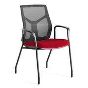 OfficeSource Starlight Executive Guest Chair with Black Frame - Red Fabric