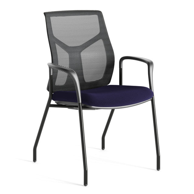 OfficeSource Starlight Executive Guest Chair with Black Frame - Navy Fabric