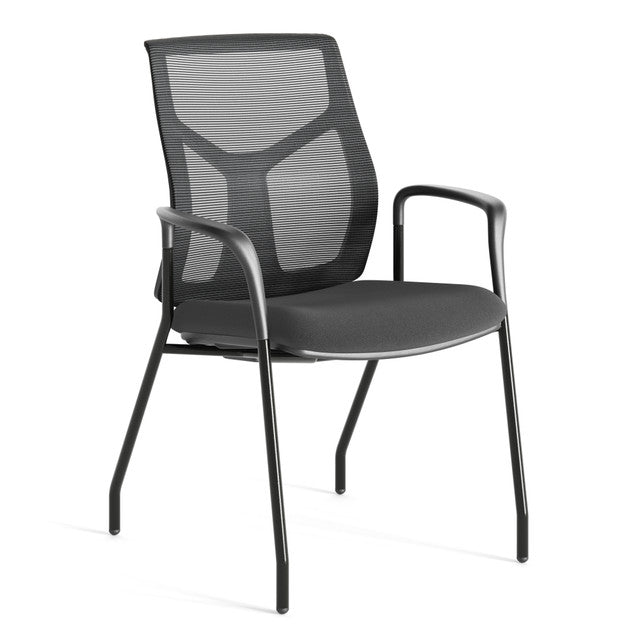 OfficeSource Starlight Executive Guest Chair with Black Frame - Charcoal Fabric