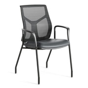 OfficeSource Starlight Executive Guest Chair with Black Frame - Black PU Leather