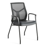 OfficeSource Starlight Executive Guest Chair with Black Frame - Black Leather