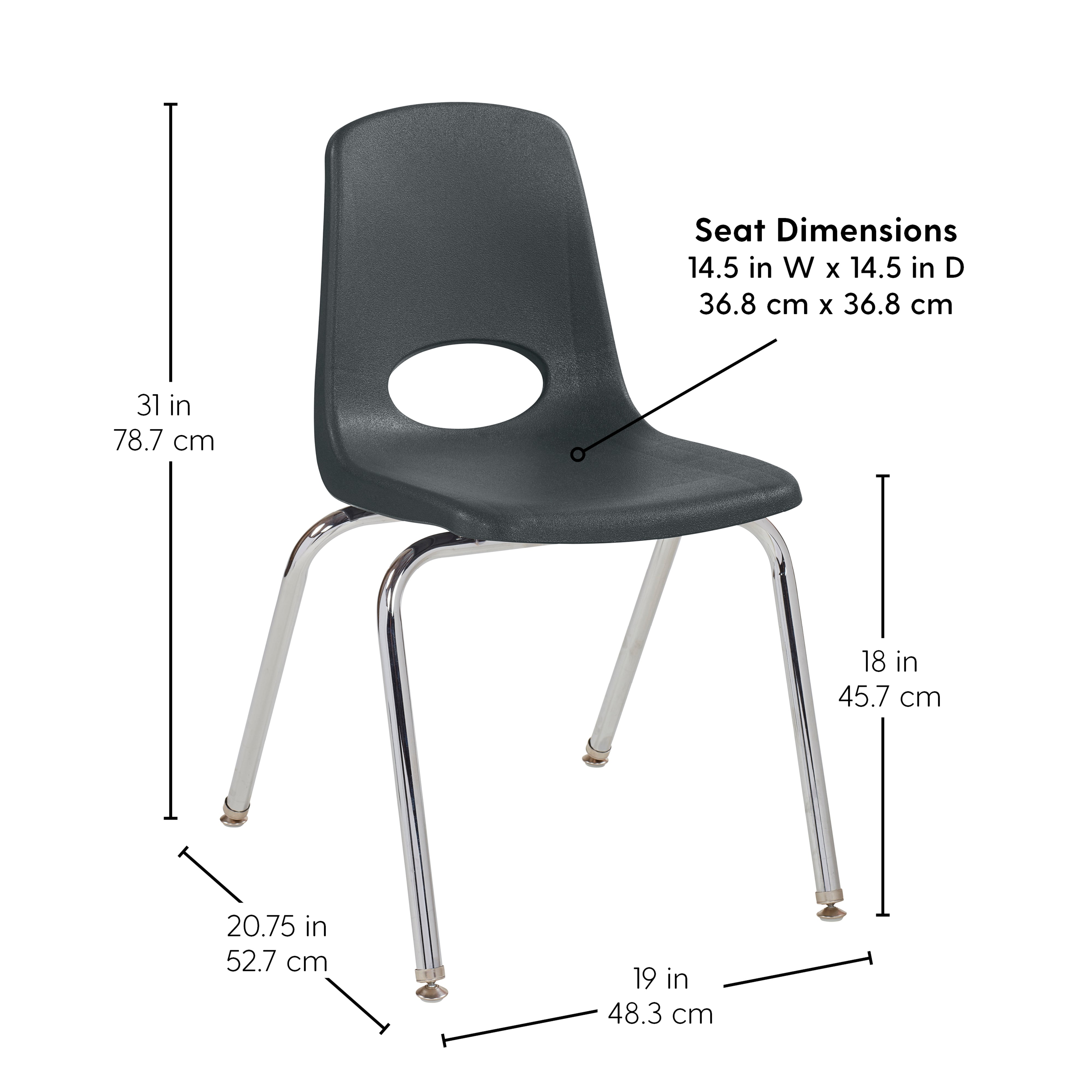 18" x 30" Rectangle T-Molding Activity Table with Standard Legs and 18" Stack Chair with Swivel Glides - Pasadena Oak/Black