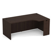 OfficeSource Laminate Right Desk Shell with Corner Extension - 71" X 30" - Java