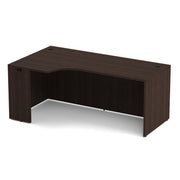 OfficeSource Laminate Left Desk Shell with Corner Extension - 71" X30" - Java