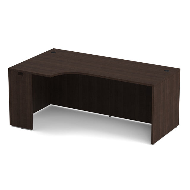 OfficeSource Laminate Left Desk Shell with Corner Extension - 71" X30" - Java