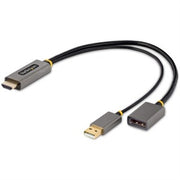 StarTech.com 1ft (30cm) HDMI to DisplayPort Adapter Cable, Active 4K 60Hz HDMI 2.0 to DP 1.2 Converter, HDR, USB Bus Powered, HDMI Source to DisplayPo