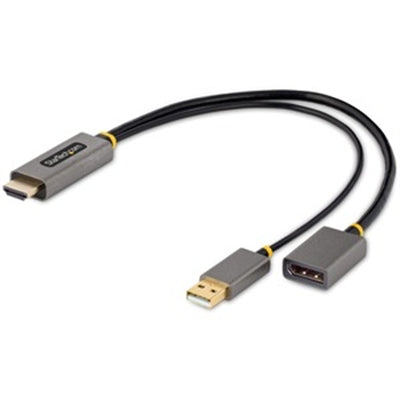 StarTech.com 1ft (30cm) HDMI to DisplayPort Adapter Cable, Active 4K 60Hz HDMI 2.0 to DP 1.2 Converter, HDR, USB Bus Powered, HDMI Source to DisplayPo