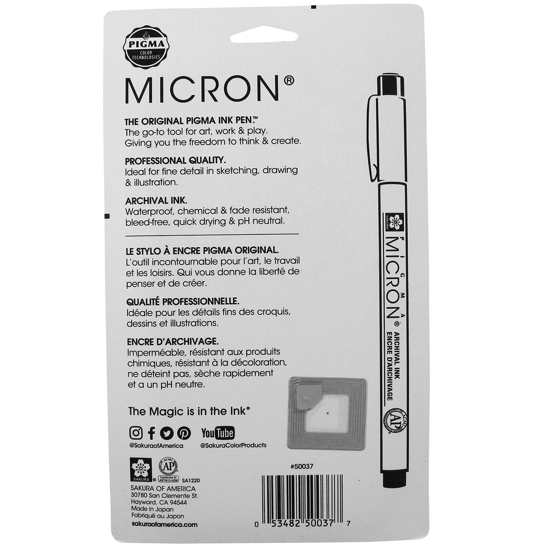 Pigma Micron Pens, Black, Size 03, 6-Pack, Blister Card