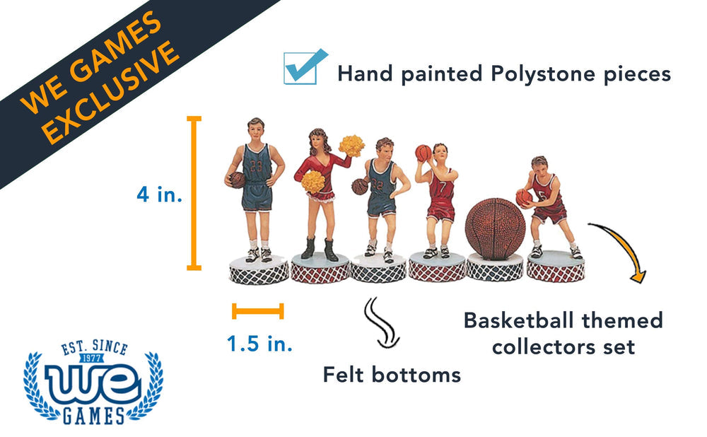 Basketball Chess Pieces, Handpainted Polystone