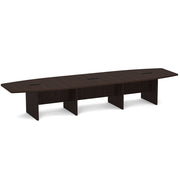 OfficeSource Laminate Expandable Boat Shaped Conference Table with Slab Base - 14' - Java