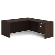 OfficeSource OS Laminate Collection Single 3/4 Pedestal ''L'' Desk - 71'' x 30'' - Java