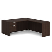OfficeSource OS Laminate Collection Single 3/4 Pedestal ''L'' Desk - 71'' x 36'' - Java