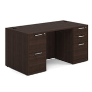 OfficeSource Laminate Double Full Pedestal Desk - 60" x 30" - Java