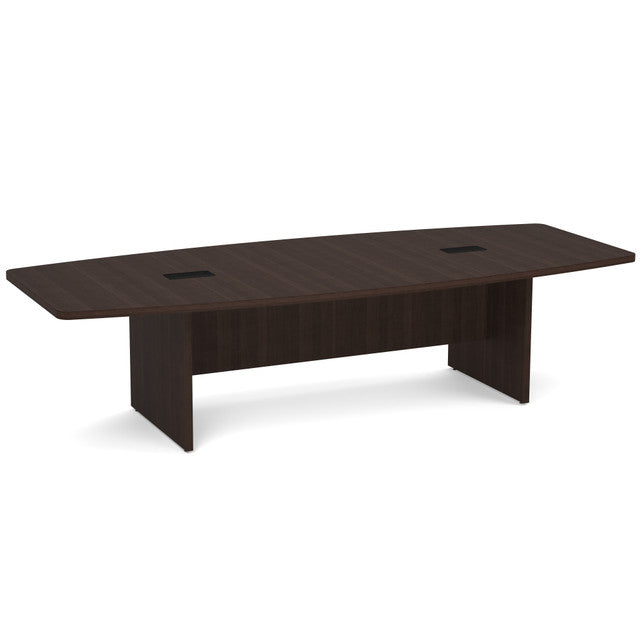 OfficeSource  Boat Shaped Conference Table with Slab Base - 95" - Java