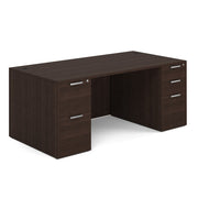 OfficeSource Laminate Double Full Pedestal Desk - 71'' x 36'' - Java